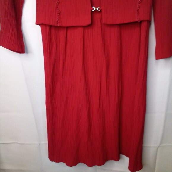 Miss Dorby Dress Women 14 Vintage Classic Attached Vest Textured Ribbed Red - Picture 5 of 16